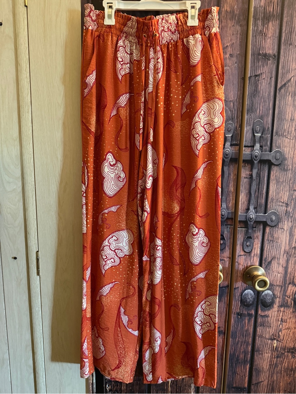 RACHEL Rachel Roy Burnt Orange & White Abstract Wide Leg Pants - Picture 5 of 5